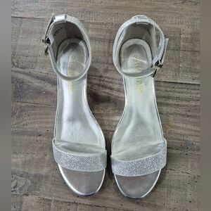Dream Pairs Silver Glitter Ankle-Strap Sandals